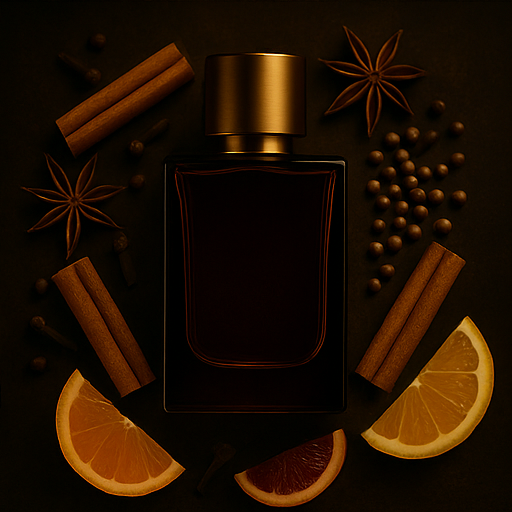 Perfume bottle with fruits